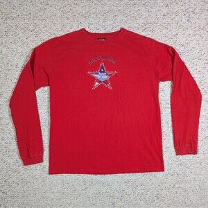 Harley Davidson Orlando T-Shirt Womens 2X Red VTG 2005 USA Glitter Star Flag Tee